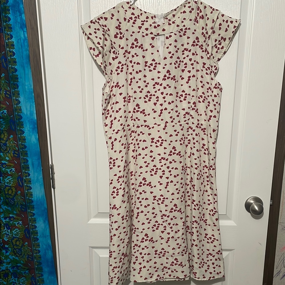 Key-Hole Cream & Red Heart Twee Dress